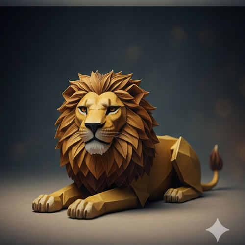 Resting Lion origami